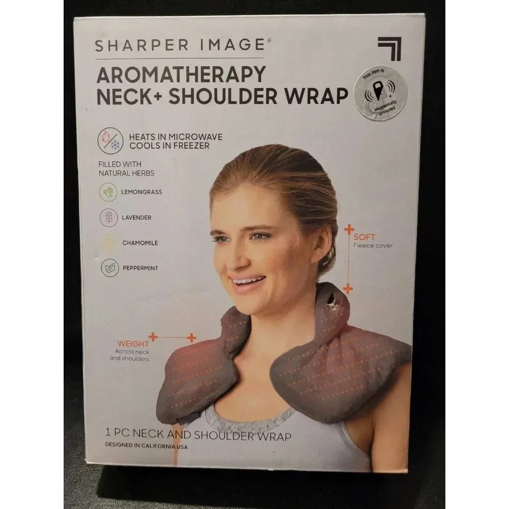 Sharper Image Aromatherapy Neck & Shoulder Wrap Natural Herbs Filled -Hot & Cold